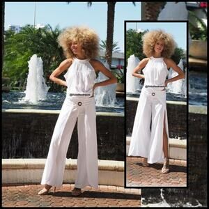Cotton Natural White Milan Split Leg Beach Pants SZ M $70